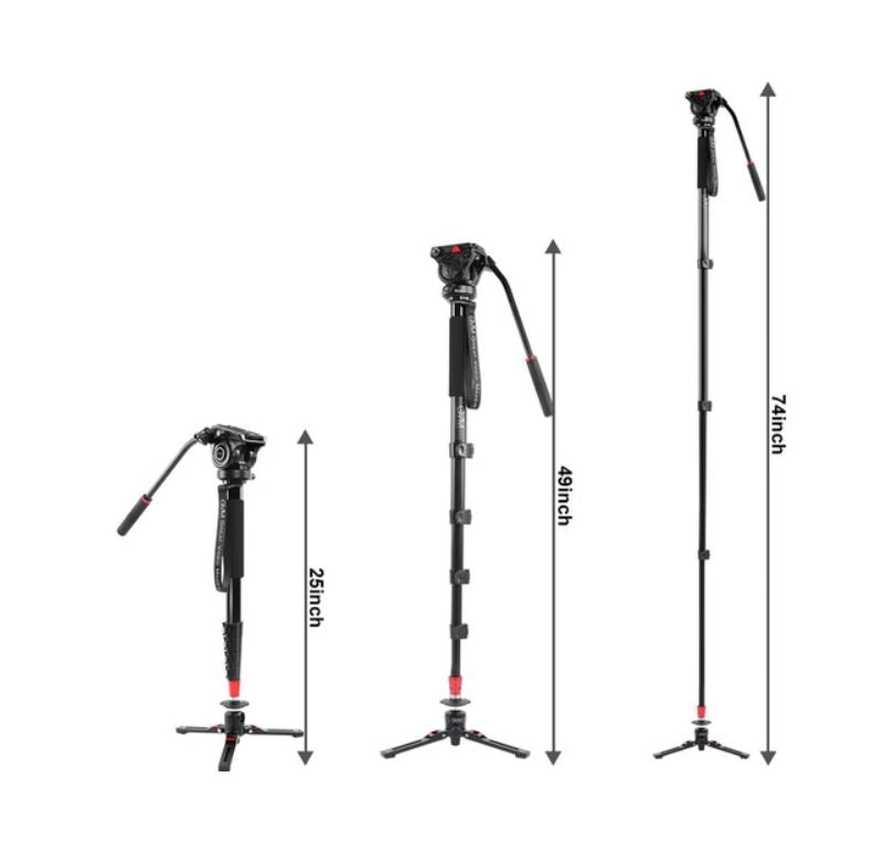 GVM G175 Aluminum 5-Section Monopod with Video Fluid Head
