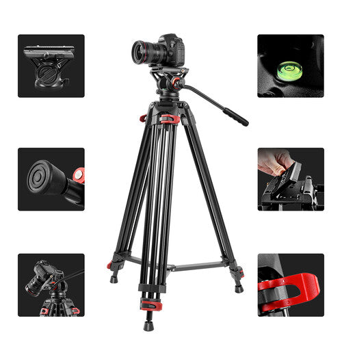 GVM JJL-JY Aluminum Video Tripod with Fluid Head