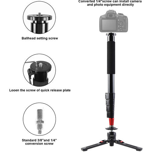 GVM G175 Aluminum 5-Section Monopod with Video Fluid Head