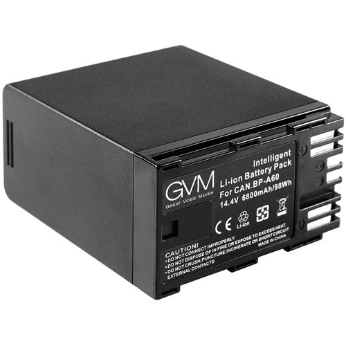 GVM Dual Charger with BP-A60 Battery for Canon C300 Mark II, C200 &amp; C200B (6800mAh)