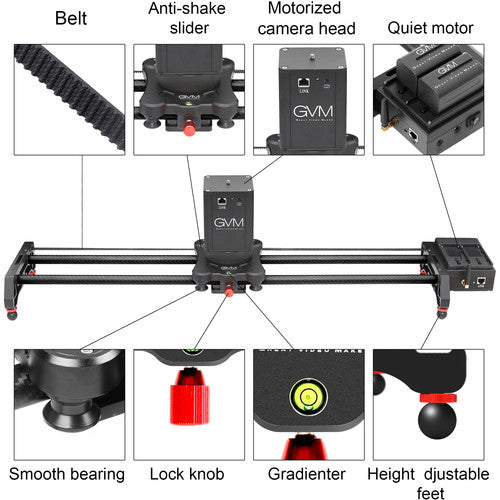 GVM 2D 2-Axis Wireless Carbon Fiber Motorized Slider with Bluetooth Remote (32"")