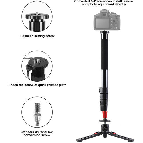 GVM G175 Aluminum 5-Section Monopod with Video Fluid Head