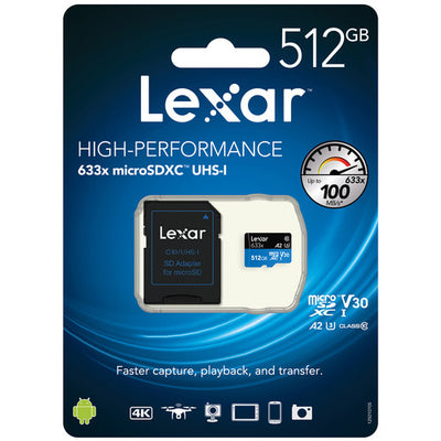 Lexar 512GB High-Performance 633x microSDHC™ UHS-I With Adapter