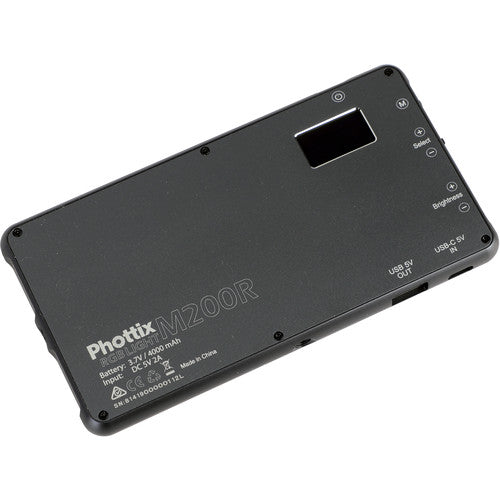 Phottix M200R RGB LED On-Camera Light Panel with USB Power Bank