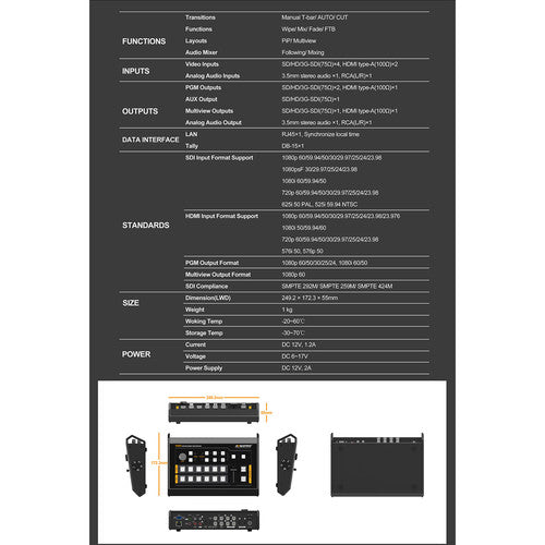 AVMATRIX VS0601 MINI 6-CHANNEL SDI/HDMI MULTI FORMAT AV SWITCHER