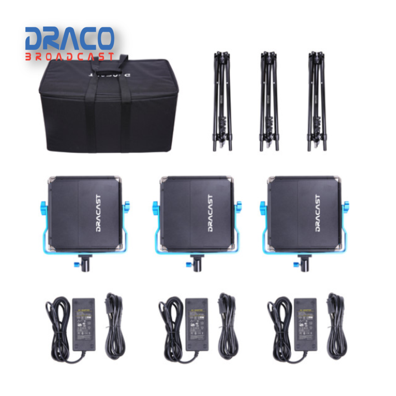 Dracast LED500 S-Series Daylight 3 Light Kit with V-Mount Battery Plates and Soft Case
