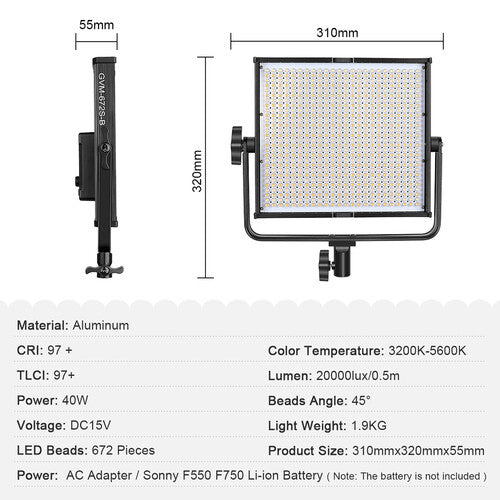 GVM 672S-B Bi-Color LED Light Panel