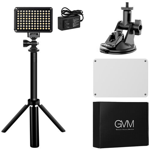 GVM Variable-Color On-Camera LED Light Kit with Mini Tripod &amp; Suction Mount