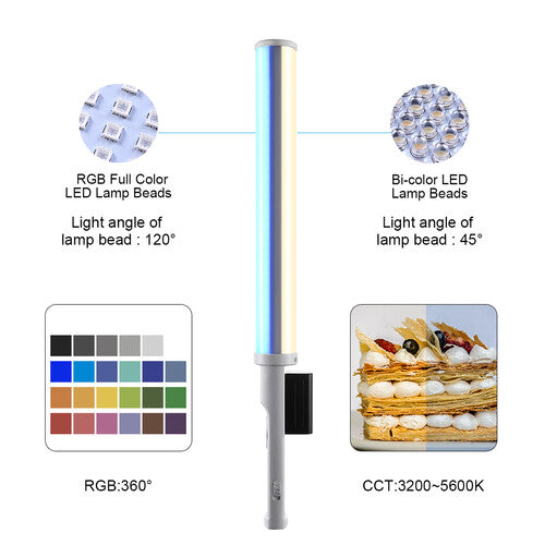 GVM RGB T20R LED Bi-Color Video Light Wand