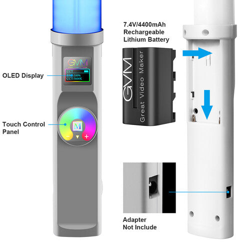 GVM RGB T20R LED Bi-Color Video Light Wand