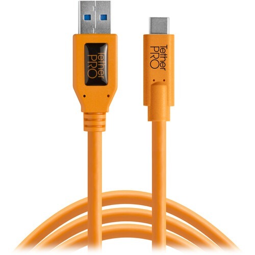 Tether Tools TetherPro USB Type-C Male to USB 3.0 Type-A Male Cable (15', Orange) CUC3215-ORG