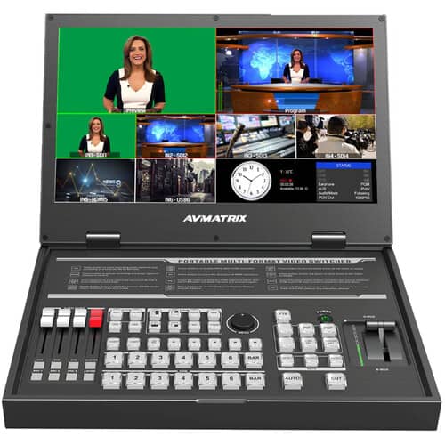 AVMATRIX PVS0615U Portable 6-Channel Switcher with USB Streaming and 15.6" Display