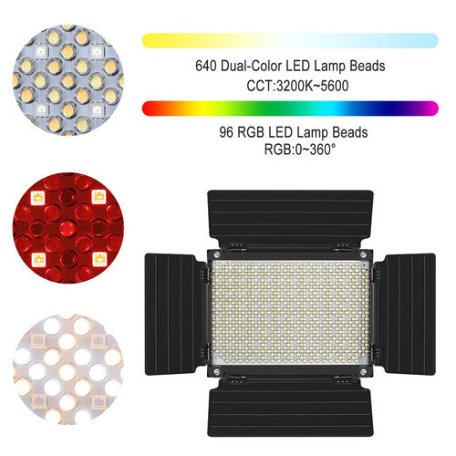 GVM RGB LED Studio Video Bi-Color Soft 1000D 2-Light Panel Kit