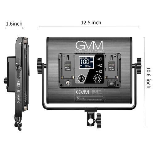 GVM RGB LED Studio Video Bi-Color Soft 1000D 2-Light Panel Kit
