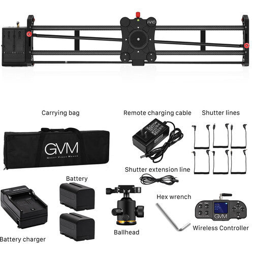 GVM Wireless Professional Video Carbon Fiber Motorized Camera Slider (48") with Bluetooth Remote and Mobile App Control