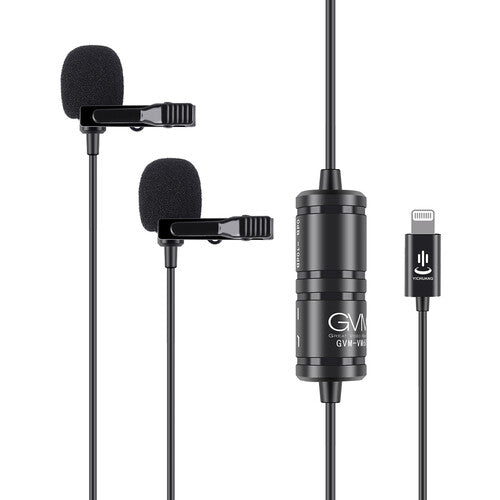 GVM-VM60 Dual Omnidirectional Lavalier Microphone with Lightning Connector for iOS Devices (11.5')