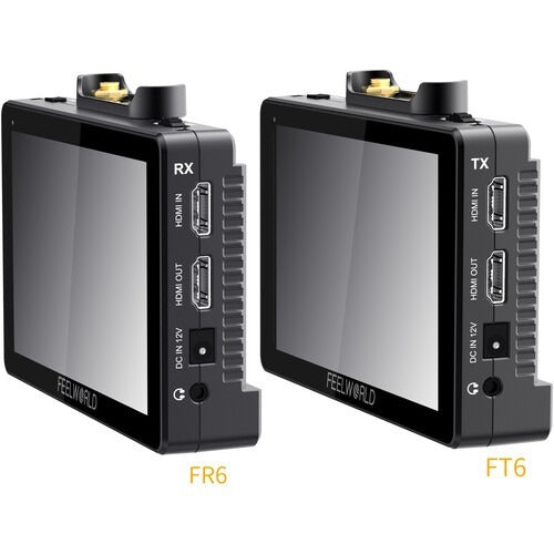 FeelWorld FR6+FT6 Two 5.5" On-Camera Monitors with Wireless Transmitter &amp; Receiver System