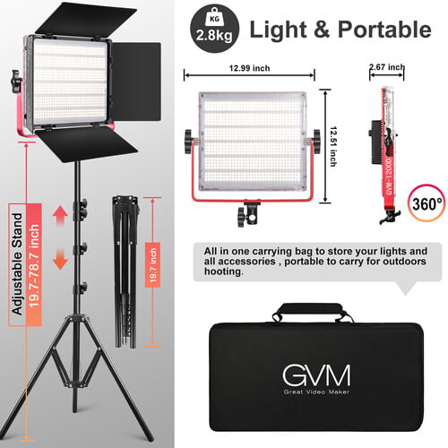 GVM 1200D RGB LED Light Panel (2-Light Kit)