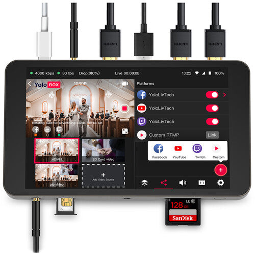 YoloLiv YoloBox Portable All-in-One Multi-Camera Live Streaming Encoder, Switcher, Monitor, and Recorder