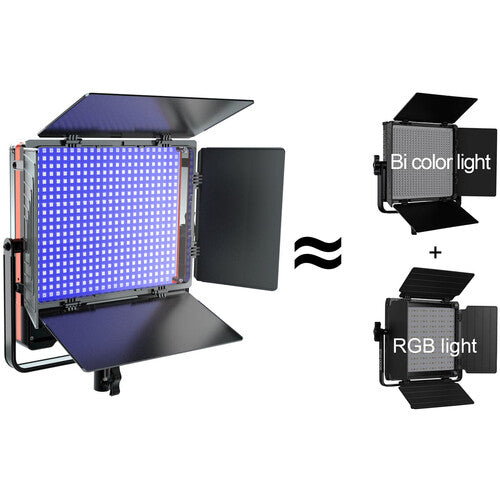GVM RGB LED Studio Video Light Bi-Color  Soft 2-Light Panel Kit 50SM-2L