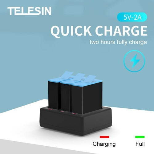 TELESIN GP-BCG-902 3-CHANNEL TRIPLLE BATTERY CHARGER FOR GOPRO HERO 9