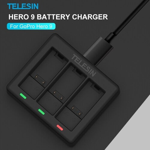TELESIN GP-BCG-902 3-CHANNEL TRIPLLE BATTERY CHARGER FOR GOPRO HERO 9