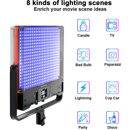 GVM RGB LED Studio Video Light Bi-Color  Soft 3-Light Panel Kit 50SM-3L