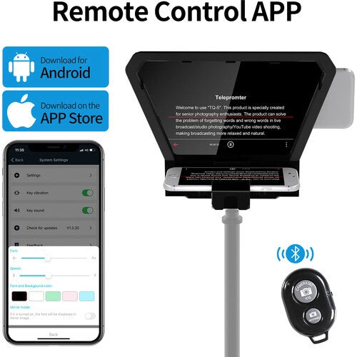 GVM Teleprompter TQ-S for Tablets and Smartphones with Bluetooth Remote &amp; App
