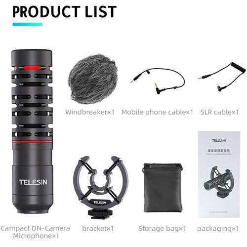 TELESIN MIC-VM02 ULTRACOMPACT CAMERA-MOUNT SHOTGUN MICROPHONE