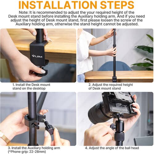 Ulanzi VIJIM LS02 Camera Desk Mount Stand with Auxiliary Holding Arm