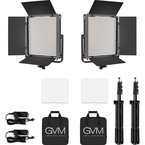GVM LED1200 Bi-Color LED Light Panel 2-Light Kit with Stands