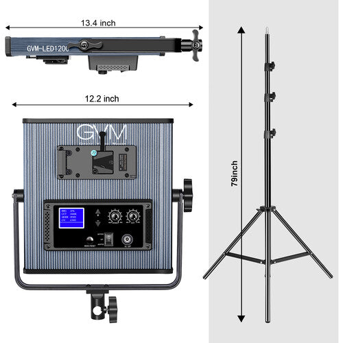 GVM LED1200 Bi-Color LED Light Panel 2-Light Kit with Stands