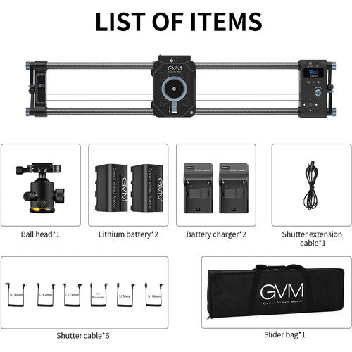 GVM Professional Brushless 2-Axis Carbon Fiber Motorized Camera Slider (32")