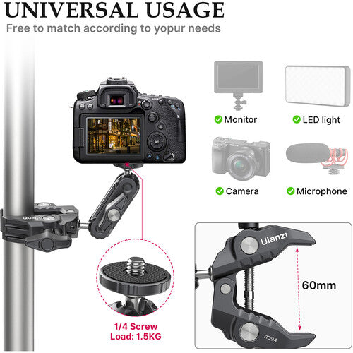 Ulanzi R094 Super Clamp with 2.6" Ball Head Arm