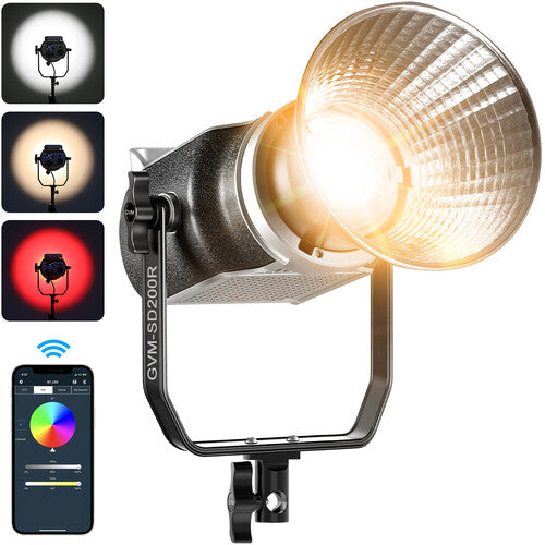 GVM SD200R RGB &amp; Bi-Color LED Studio Video Spotlight