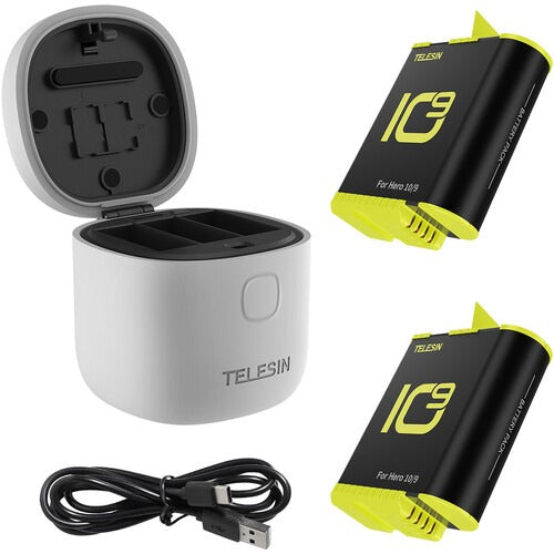TELESIN GP-BTR-905-GY-B ALL IN BOX FOR GOPRO HERO 10/9 CAMERA CHARGER WITH 2 BATTERIES