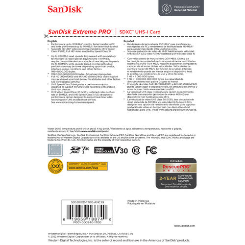 SanDisk 256GB Extreme UHS-I microSDXC Memory Card with SD Adapter