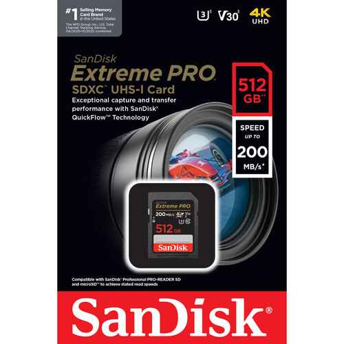 SanDisk 512GB Extreme PRO UHS-I SDXC Memory Card