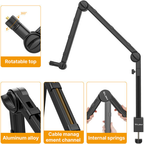 ULANZI VIJIM LS24 Multifunction Desktop Boom Arm for Microphone, Camera, Phone, GoPro, and Light