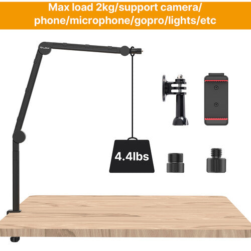 ULANZI VIJIM LS24 Multifunction Desktop Boom Arm for Microphone, Camera, Phone, GoPro, and Light