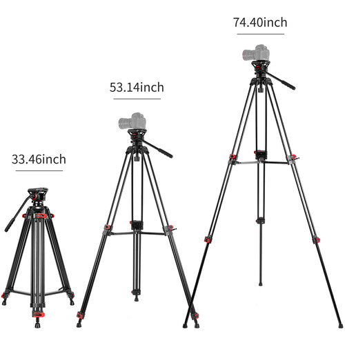 GVM JJL-JY Aluminum Camera Video Tripod with Fluid Head