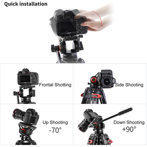 GVM JJL-JY Aluminum Camera Video Tripod with Fluid Head