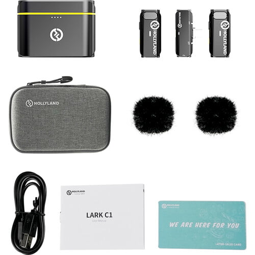 Hollyland LARK C1 DUO 2-Person Wireless Microphone System with USB-C Connector for Mobile Devices (Black, 2.4 GHz)