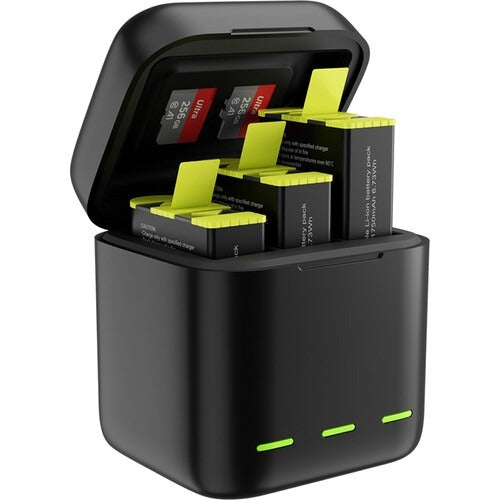 TELESIN 3 SLOTS LED STORAGE CHARGER BOX WITH EXTENDED BATTERY FOR GOPRO 9/10/11 WITH 3 BATTERIES GP-BNC-902B