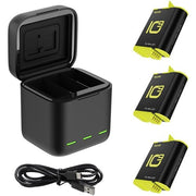 TELESIN 3 SLOTS LED STORAGE CHARGER BOX WITH EXTENDED BATTERY FOR GOPRO 9/10/11 WITH 3 BATTERIES GP-BNC-902B