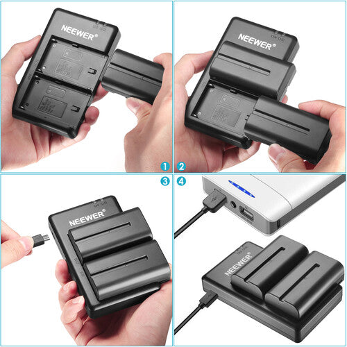 Neewer 176-LED Video Light Kit with 2 Batteries &amp; Dual USB Charger