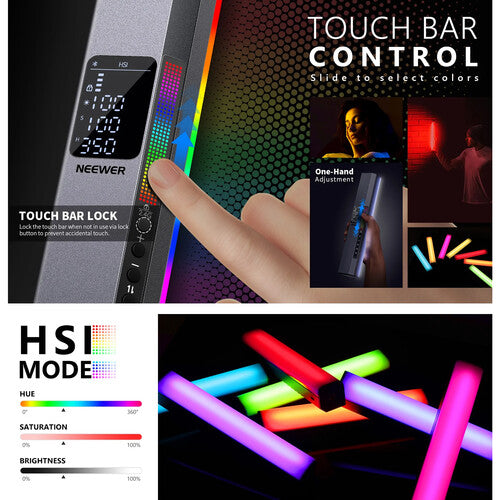 Neewer RGB1 Magnetic Handheld LED Light Stick (Silver, 9.8")