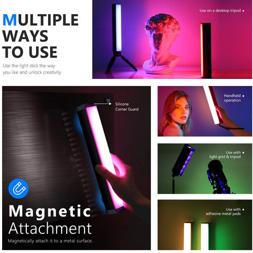 Neewer RGB1 Magnetic Handheld LED Light Stick (Silver, 9.8")