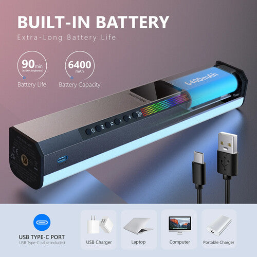Neewer RGB1 Magnetic Handheld LED Light Stick (Silver, 9.8")