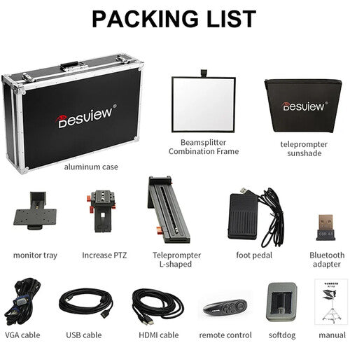 Desview T17 Teleprompter Set with 17" Self-Reversing Monitor